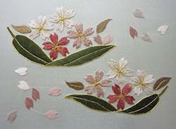 笹舟桜-多色で刺繍